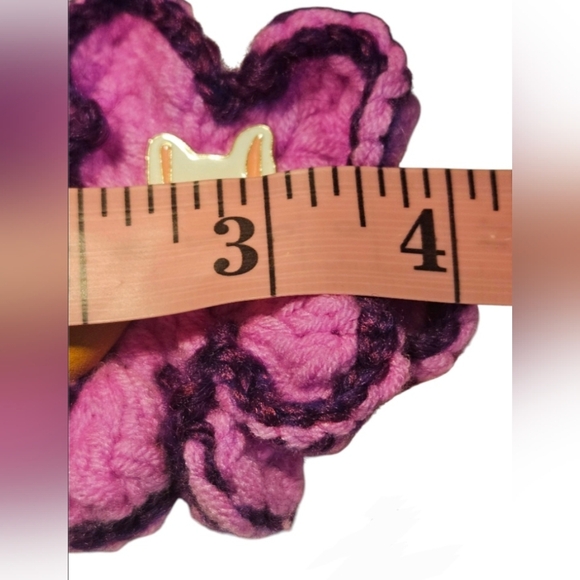 Handmade Crochet Floral Key chain Purple Dog Enamel Pin White Frenchie Puppy Pin - Picture 12 of 17